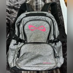 Nfinity Grey Sparkle Pink Logo Backpack